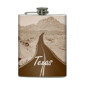 Фляга с принтом Техас ретро в Тюмени, металлический корпус | емкость 0,22 л, размер 125 х 94 мм. Виниловая наклейка запечатывается полностью | texas | usa | америка | города | дороги | природа | страны | сша | техас