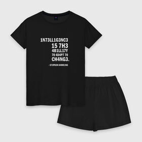 Женская пижама с шортиками хлопок с принтом 1N73LL1G3NC3 в Тюмени, 100% хлопок | футболка прямого кроя, шорты свободные с широкой мягкой резинкой | stephen hawking | наука | стивен хокинг | ученый | физика | черная дыра