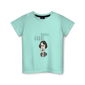 Детская футболка хлопок с принтом Николай Гоголь в Тюмени, 100% хлопок | круглый вырез горловины, полуприлегающий силуэт, длина до линии бедер | 