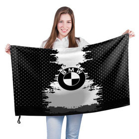 Флаг 3D с принтом BMW в Тюмени, 100% полиэстер | плотность ткани — 95 г/м2, размер — 67 х 109 см. Принт наносится с одной стороны | 