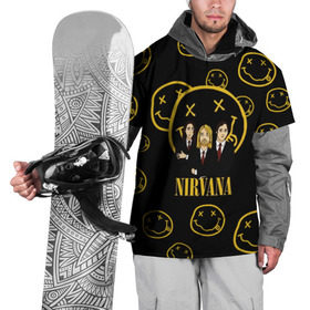 Накидка на куртку 3D с принтом Nirvana в Тюмени, 100% полиэстер |  | cobain | kurt | nevermino | nirvana | альтернативный | гранж | грол | группа | дональд | кобейн | курт | музыка | надпись | нервана | нирвана | новоселич | певец | рок | смайл | смайлик | солист