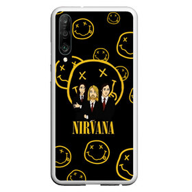 Чехол для Honor P30 с принтом Nirvana в Тюмени, Силикон | Область печати: задняя сторона чехла, без боковых панелей | Тематика изображения на принте: cobain | kurt | nevermino | nirvana | альтернативный | гранж | грол | группа | дональд | кобейн | курт | музыка | надпись | нервана | нирвана | новоселич | певец | рок | смайл | смайлик | солист