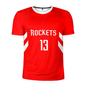 Мужская футболка 3D спортивная с принтом James Harden #13 в Тюмени, 100% полиэстер с улучшенными характеристиками | приталенный силуэт, круглая горловина, широкие плечи, сужается к линии бедра | Тематика изображения на принте: hurden | nba | rockets | баскетбол | нба | харден | хьюстон рокетс