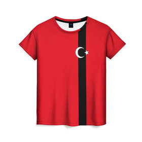 Женская футболка 3D с принтом Турция лента в Тюмени, 100% полиэфир ( синтетическое хлопкоподобное полотно) | прямой крой, круглый вырез горловины, длина до линии бедер | tr | tur | анкара | герб | государство | знак | надпись | патриот | полосы | республика | символ | стамбул | страна | турецкая | турецкий | турки | турок | турция | турчанка | флаг | флага | цвета