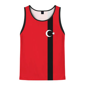 Мужская майка 3D с принтом Турция лента в Тюмени, 100% полиэстер | круглая горловина, приталенный силуэт, длина до линии бедра. Пройма и горловина окантованы тонкой бейкой | tr | tur | анкара | герб | государство | знак | надпись | патриот | полосы | республика | символ | стамбул | страна | турецкая | турецкий | турки | турок | турция | турчанка | флаг | флага | цвета