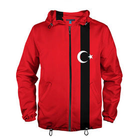 Мужская ветровка 3D с принтом Турция лента в Тюмени, 100% полиэстер | подол и капюшон оформлены резинкой с фиксаторами, два кармана без застежек по бокам, один потайной карман на груди | tr | tur | анкара | герб | государство | знак | надпись | патриот | полосы | республика | символ | стамбул | страна | турецкая | турецкий | турки | турок | турция | турчанка | флаг | флага | цвета