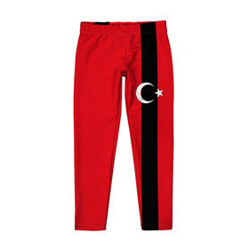Детские леггинсы 3D с принтом Турция лента в Тюмени, полиэстер 85%, спандекс 15% | эластичный пояс, зауженный крой | tr | tur | анкара | герб | государство | знак | надпись | патриот | полосы | республика | символ | стамбул | страна | турецкая | турецкий | турки | турок | турция | турчанка | флаг | флага | цвета