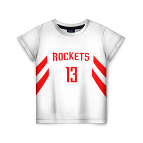 Детская футболка 3D с принтом James Harden home в Тюмени, 100% гипоаллергенный полиэфир | прямой крой, круглый вырез горловины, длина до линии бедер, чуть спущенное плечо, ткань немного тянется | hurden | nba | rockets | баскетбол | нба | харден | хьюстон рокетс