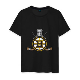 Мужская футболка хлопок с принтом boston bruins в Тюмени, 100% хлопок | прямой крой, круглый вырез горловины, длина до линии бедер, слегка спущенное плечо. | boston bruins | nhl | бостон брюинс | нхл | хоккей