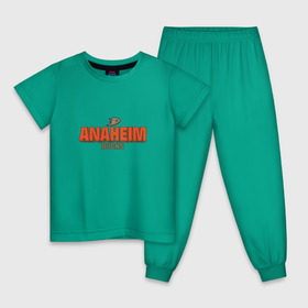 Детская пижама хлопок с принтом Анахайм Дакс в Тюмени, 100% хлопок |  брюки и футболка прямого кроя, без карманов, на брюках мягкая резинка на поясе и по низу штанин
 | anaheim ducks | nhl | нхл | хоккей