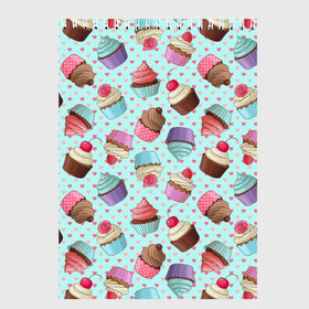 Скетчбук с принтом Милые кексики в Тюмени, 100% бумага
 | 48 листов, плотность листов — 100 г/м2, плотность картонной обложки — 250 г/м2. Листы скреплены сверху удобной пружинной спиралью | Тематика изображения на принте: cupcake | deliciouse | lollipop | strawberry | sweets | yummy | вкусняшки | еда | капкейк | капкейки | клубника | конфета | леденец | сладости | черника