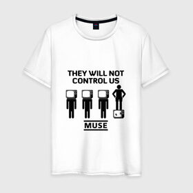 Мужская футболка хлопок с принтом They will not control us, Muse в Тюмени, 100% хлопок | прямой крой, круглый вырез горловины, длина до линии бедер, слегка спущенное плечо. | muse | альтернативный | группа | доминик ховард | крис уолстенхолм | мосе | моус | моусе | муз | муза | музе | музыка | мусе | мэттью беллами | прогрессивный | рок | симфонический | спейс | спейсрок
