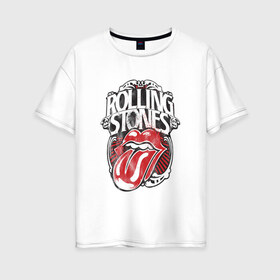 Женская футболка хлопок Oversize с принтом The Rolling Stones в Тюмени, 100% хлопок | свободный крой, круглый ворот, спущенный рукав, длина до линии бедер
 | the rolling stones | бродяги | вольные странники | группа | катящиеся камни | кит ричардс | мик джаггер | рок | рок н ролл | ролинг | роллинг | рон вуд | стоун | стоунз | стоунс | чарли уоттс