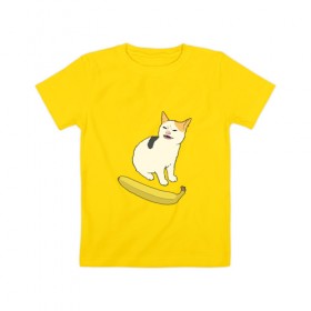 Детская футболка хлопок с принтом Cat no banana в Тюмени, 100% хлопок | круглый вырез горловины, полуприлегающий силуэт, длина до линии бедер | angry cat | banana | cat | no banana