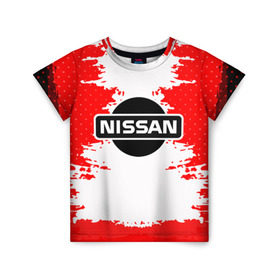 Детская футболка 3D с принтом Nissan в Тюмени, 100% гипоаллергенный полиэфир | прямой крой, круглый вырез горловины, длина до линии бедер, чуть спущенное плечо, ткань немного тянется | motor | nissan | авто | лого | машина | ниссан | тачка