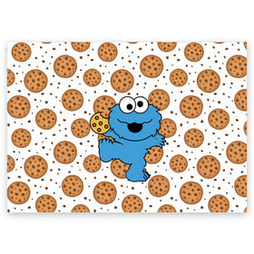 Поздравительная открытка с принтом Cookie monster в Тюмени, 100% бумага | плотность бумаги 280 г/м2, матовая, на обратной стороне линовка и место для марки
 | Тематика изображения на принте: cookie | cookiemonster | delicious | eat | monster | yummy | еда | куки | кукимонстр | монстр | печенье | сладости | улица | улицасезам