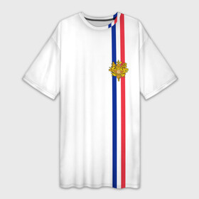 Платье-футболка 3D с принтом Франция, лента с гербом в Тюмени,  |  | Тематика изображения на принте: fr | fra | france | герб | государство | знак | надпись | париж | патриот | полосы | республика | символ | страна | флаг | флага | франция | француз | французская | французский | французы | цвета
