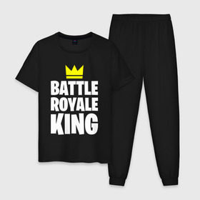 Мужская пижама хлопок с принтом Battle Royale King в Тюмени, 100% хлопок | брюки и футболка прямого кроя, без карманов, на брюках мягкая резинка на поясе и по низу штанин
 | 