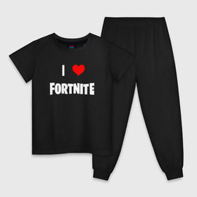 Детская пижама хлопок с принтом I love Fortnite в Тюмени, 100% хлопок |  брюки и футболка прямого кроя, без карманов, на брюках мягкая резинка на поясе и по низу штанин
 | 