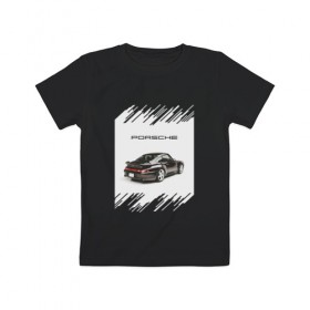 Детская футболка хлопок с принтом Porsche retro в Тюмени, 100% хлопок | круглый вырез горловины, полуприлегающий силуэт, длина до линии бедер | auto | porsche | retro | авто | автомобиль | порш | порше | ретро