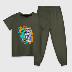 Детская пижама хлопок с принтом Сериал клиника в Тюмени, 100% хлопок |  брюки и футболка прямого кроя, без карманов, на брюках мягкая резинка на поясе и по низу штанин
 | scrubs | джон макгинли | зак брафф | клиника | сара чок