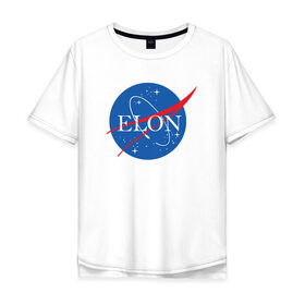 Мужская футболка хлопок Oversize с принтом Elon в Тюмени, 100% хлопок | свободный крой, круглый ворот, “спинка” длиннее передней части | elon musk | spacex | илон маск | космос | марс | спейс икс