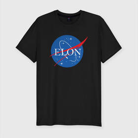 Мужская футболка премиум с принтом Elon в Тюмени, 92% хлопок, 8% лайкра | приталенный силуэт, круглый вырез ворота, длина до линии бедра, короткий рукав | elon musk | spacex | илон маск | космос | марс | спейс икс