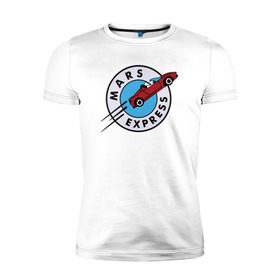 Мужская футболка премиум с принтом Mars Express в Тюмени, 92% хлопок, 8% лайкра | приталенный силуэт, круглый вырез ворота, длина до линии бедра, короткий рукав | elon musk | spacex | илон маск | космос | марс | спейс икс