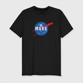Мужская футболка премиум с принтом To Mars в Тюмени, 92% хлопок, 8% лайкра | приталенный силуэт, круглый вырез ворота, длина до линии бедра, короткий рукав | elon musk | spacex | илон маск | космос | марс | спейс икс
