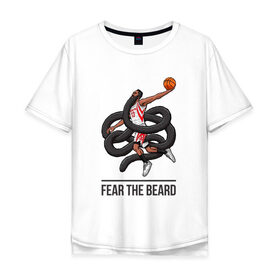 Мужская футболка хлопок Oversize с принтом Бойся Хардена в Тюмени, 100% хлопок | свободный крой, круглый ворот, “спинка” длиннее передней части | james harden | nba | rockets | баскетбол | нба | харден | хьюстон рокетс