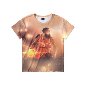 Детская футболка 3D с принтом NBA Stars в Тюмени, 100% гипоаллергенный полиэфир | прямой крой, круглый вырез горловины, длина до линии бедер, чуть спущенное плечо, ткань немного тянется | hurden | nba | rockets | баскетбол | нба | харден | хьюстон рокетс