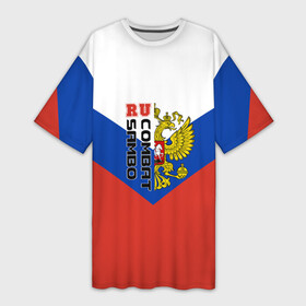 Платье-футболка 3D с принтом Combat sambo RU в Тюмени,  |  | герб | россии | самбо