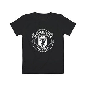 Детская футболка хлопок с принтом Manchester United в Тюмени, 100% хлопок | круглый вырез горловины, полуприлегающий силуэт, длина до линии бедер | club | football | logo | manchester | rooney | united | английская | дьяволы | красные | лига | лого | логотип | манчестер | премьер | эмблема | юнайтед