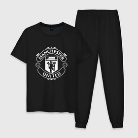 Мужская пижама хлопок с принтом Manchester United в Тюмени, 100% хлопок | брюки и футболка прямого кроя, без карманов, на брюках мягкая резинка на поясе и по низу штанин
 | club | football | logo | manchester | rooney | united | английская | дьяволы | красные | лига | лого | логотип | манчестер | премьер | эмблема | юнайтед
