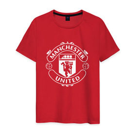 Мужская футболка хлопок с принтом Manchester United в Тюмени, 100% хлопок | прямой крой, круглый вырез горловины, длина до линии бедер, слегка спущенное плечо. | Тематика изображения на принте: club | football | logo | manchester | rooney | united | английская | дьяволы | красные | лига | лого | логотип | манчестер | премьер | эмблема | юнайтед
