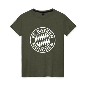 Женская футболка хлопок с принтом FC Bayern Munchen в Тюмени, 100% хлопок | прямой крой, круглый вырез горловины, длина до линии бедер, слегка спущенное плечо | bayern | football | munchen | бавария | байерн | мюнхен | мюнхенская