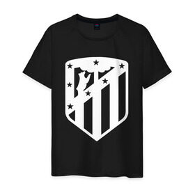 Мужская футболка хлопок с принтом Atletico Madrid в Тюмени, 100% хлопок | прямой крой, круглый вырез горловины, длина до линии бедер, слегка спущенное плечо. | атлетико мадрид | эмблема