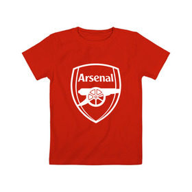 Детская футболка хлопок с принтом Arsenal FC в Тюмени, 100% хлопок | круглый вырез горловины, полуприлегающий силуэт, длина до линии бедер | Тематика изображения на принте: arsenal | fc | арсенал | клуб | футбольный