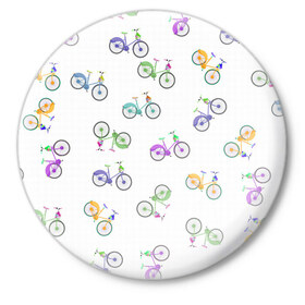 Значок с принтом Радужные велосипеды в Тюмени,  металл | круглая форма, металлическая застежка в виде булавки | 