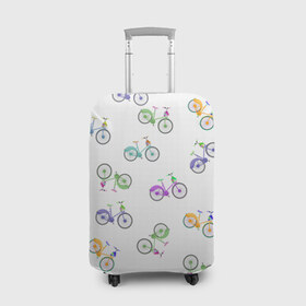 Чехол для чемодана 3D с принтом Радужные велосипеды в Тюмени, 86% полиэфир, 14% спандекс | двустороннее нанесение принта, прорези для ручек и колес | 