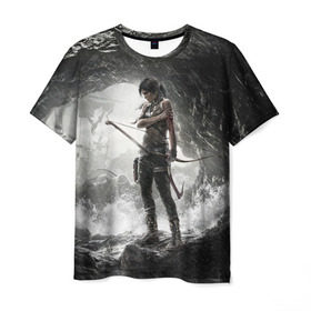 Мужская футболка 3D с принтом Tomb Raider в Тюмени, 100% полиэфир | прямой крой, круглый вырез горловины, длина до линии бедер | croft | lara | raider | tomb | гробниц | игра | крофт | лара | расхитительница