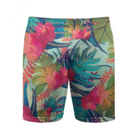 Мужские шорты 3D спортивные с принтом Тропический в Тюмени,  |  | весна | джунгли | для весны | для лета | лес | лето | листья | текстура | тропики | цветы