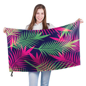 Флаг 3D с принтом Листья Пальмы в Тюмени, 100% полиэстер | плотность ткани — 95 г/м2, размер — 67 х 109 см. Принт наносится с одной стороны | весна | джунгли | для весны | для лета | лес | лето | листья | текстура | тропики | тропический | цветы