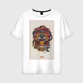Женская футболка хлопок Oversize с принтом Мексика в Тюмени, 100% хлопок | свободный крой, круглый ворот, спущенный рукав, длина до линии бедер
 | америка | ацтеки | латино | майя | маска | тигр | череп | этно | южная