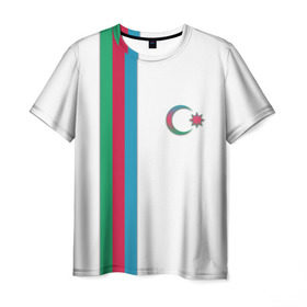 Мужская футболка 3D с принтом I Love Azerbajdzhan в Тюмени, 100% полиэфир | прямой крой, круглый вырез горловины, длина до линии бедер | azerbajdzhan | азербайджан