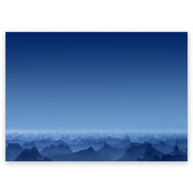 Поздравительная открытка с принтом Blue Mountains в Тюмени, 100% бумага | плотность бумаги 280 г/м2, матовая, на обратной стороне линовка и место для марки
 | Тематика изображения на принте: вид | горы | ночь | пейзаж | природа | синий | скалы | сумерки | туман | утро