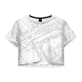 Женская футболка 3D укороченная с принтом Топография_01 в Тюмени, 100% полиэстер | круглая горловина, длина футболки до линии талии, рукава с отворотами | survey | геодезист | геодезия | топография