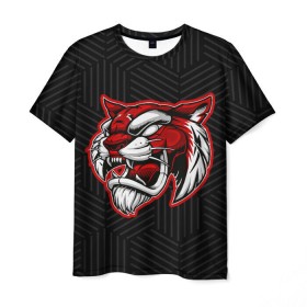 Мужская футболка 3D с принтом RED TIGER / Красный тигр в Тюмени, 100% полиэфир | прямой крой, круглый вырез горловины, длина до линии бедер | 