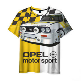 Мужская футболка 3D с принтом Opel Motor Sport Ascona B в Тюмени, 100% полиэфир | прямой крой, круглый вырез горловины, длина до линии бедер | 