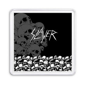 Магнит 55*55 с принтом Slayer Black в Тюмени, Пластик | Размер: 65*65 мм; Размер печати: 55*55 мм | hard | heavy | metal | rock | skull | trash | метал | рок | слеер | слейер | слэер | слэйер | треш | трэш | череп | черепа